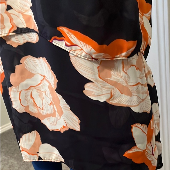 CAbi Navy Blue and Orange Blouse Vibrant Floral Top | Size S - Picture 6 of 11